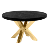 Eettafel Black Bonito Rond 130 cm Goud - visgraat look