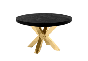 Eettafel Black Bonito Rond 130 cm Goud - visgraat look