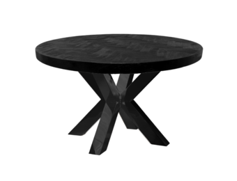 Eettafel Black Bonito Rond 130 cm - visgraat look - Zwart