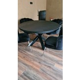 Eettafel Black Bonito Rond 130 cm - visgraat look - Zwart