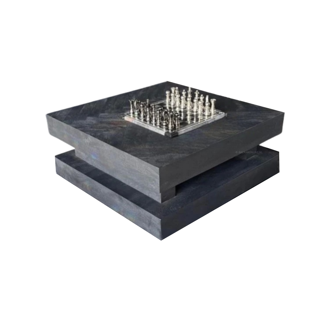 Black Bonito - Hamburger salontafel - visgraat look - 100 x 100 cm