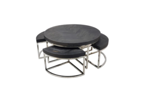 Salontafel Saba - Black Bonito - set van 5 - Zilver