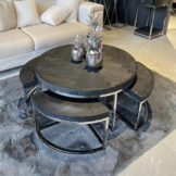 Salontafel Saba - Black Bonito - set van 5 - Zilver