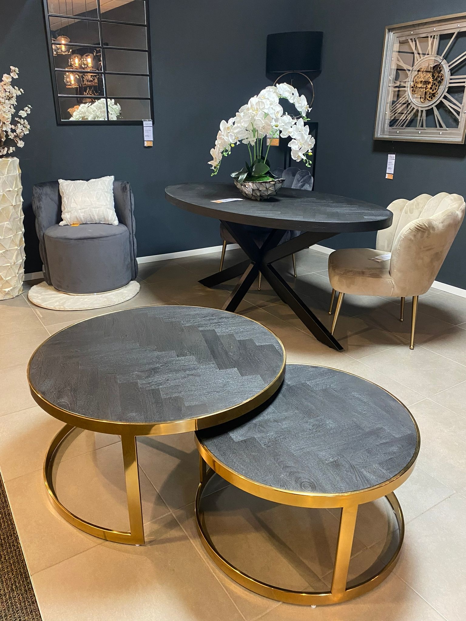 Salontafel Doblo Black Bonito set van 2 - Goud