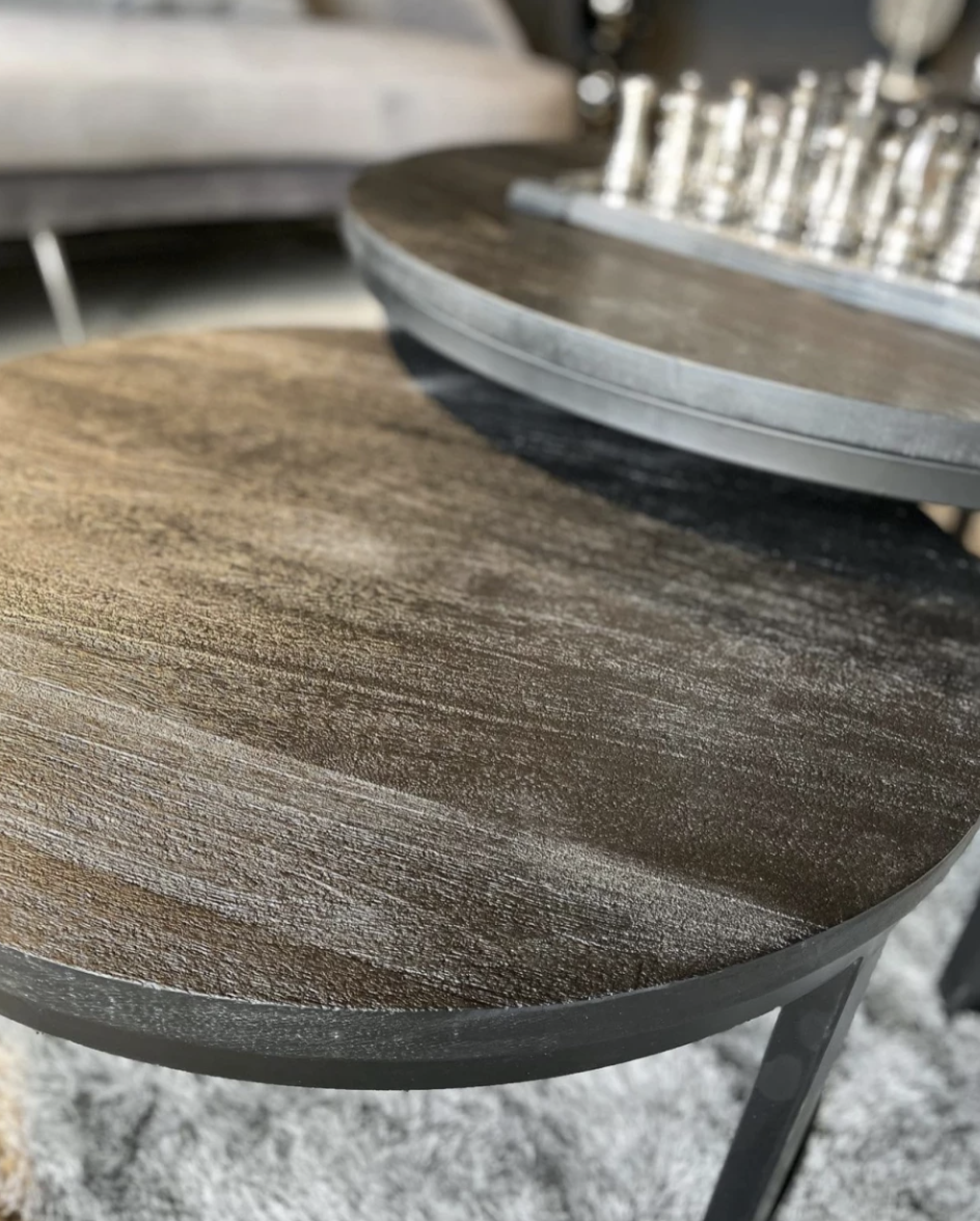 Salontafel Amsterdam Rond - Mangohout - Zwart