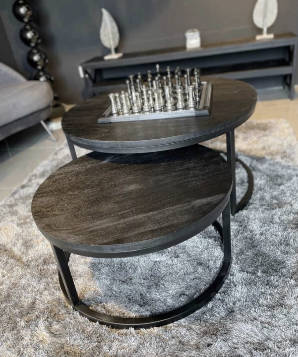 Salontafel Amsterdam Rond - Mangohout - Zwart