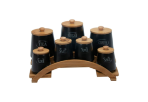 Bricard - Voorraadbussen set - Zwart - Bamboo - 15-delig