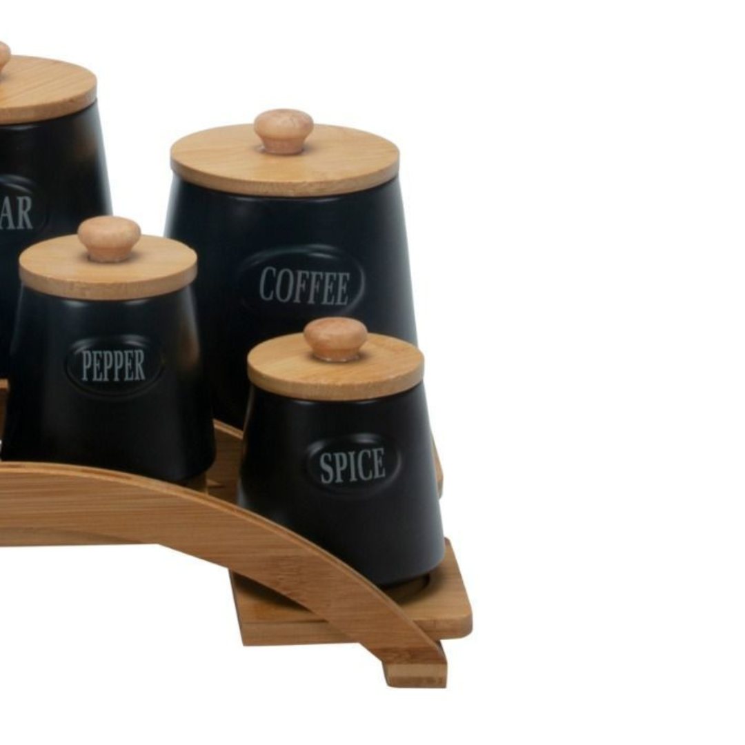 Bricard - 7487 - Voorraadbussen set - Zwart - Bamboo - 15-delig