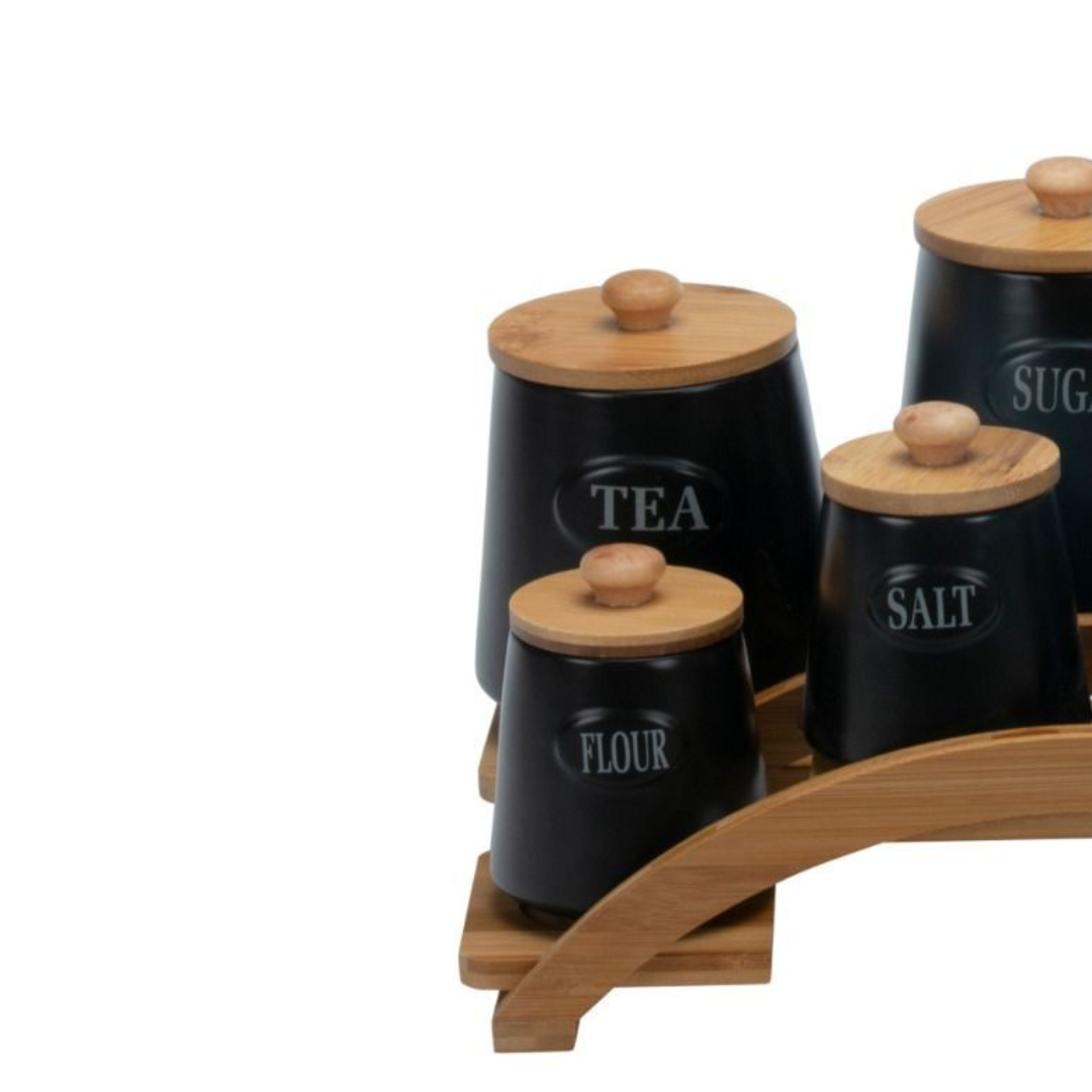 Bricard - 7487 - Voorraadbussen set - Zwart - Bamboo - 15-delig