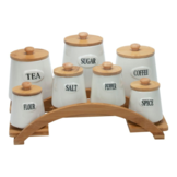 Bricard - 7487 - Voorraadbussen set - Wit - Bamboo - 15-delig