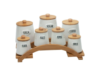 Bricard - Voorraadbussen set - Wit - Bamboo - 15-delig