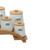 Bricard - 7487 - Voorraadbussen set - Wit - Bamboo - 15-delig