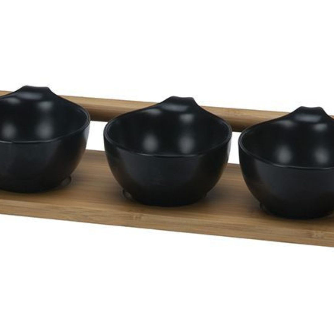 Bricard - 7495 - Bamboo - Schaaltjes set - 4-delig - Zwart