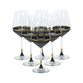 Bricard - Lines - 6-Delig - Zwart-Goud - Wijnglazenset