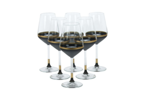 Bricard - Lines - 6-Delig - Zwart-Goud - Wijnglazenset
