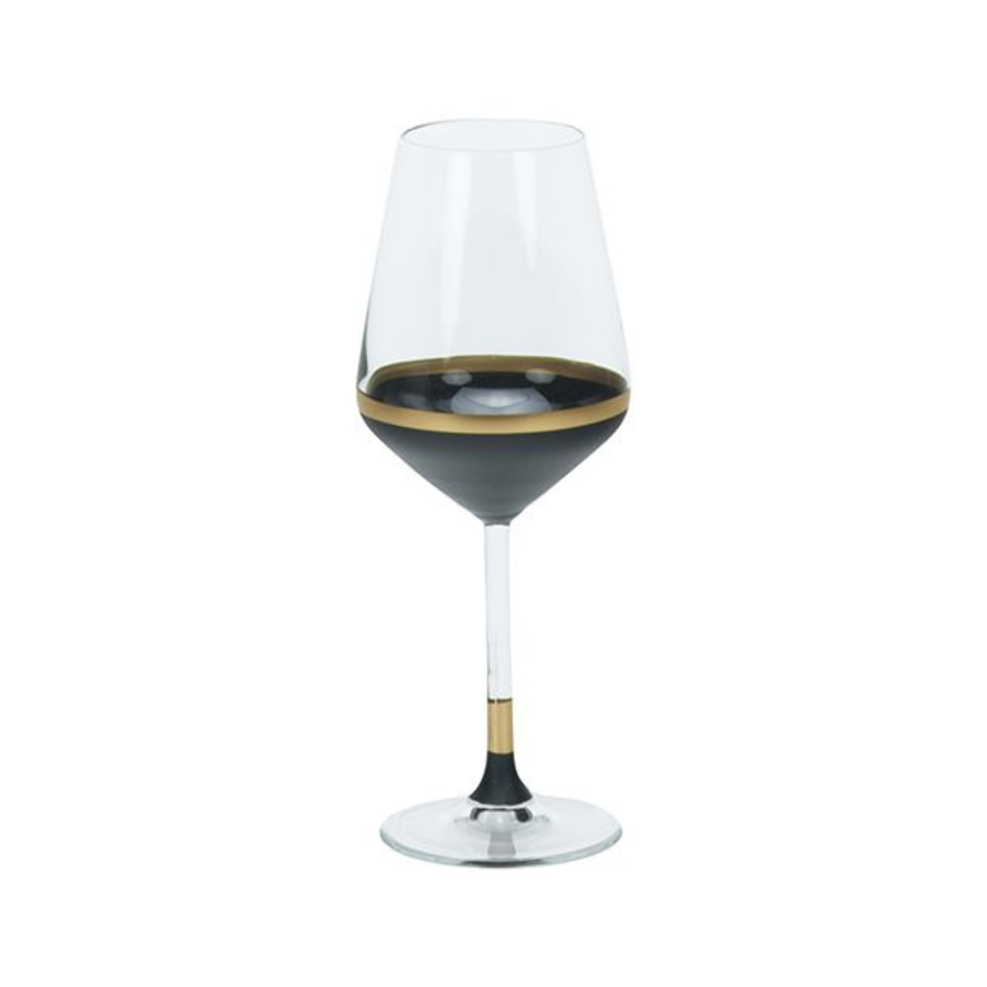 Bricard - Lines - 6-Delig - Zwart-Goud - Wijnglazenset