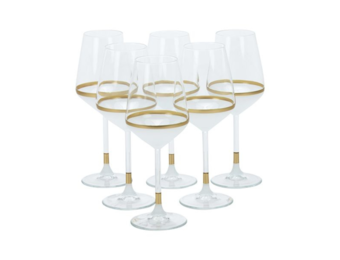 Bricard - Lines - 6-Delig - Wit-Goud - Wijnglazenset