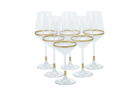 Bricard - Lines - 6-Delig - Wit-Goud - Wijnglazenset