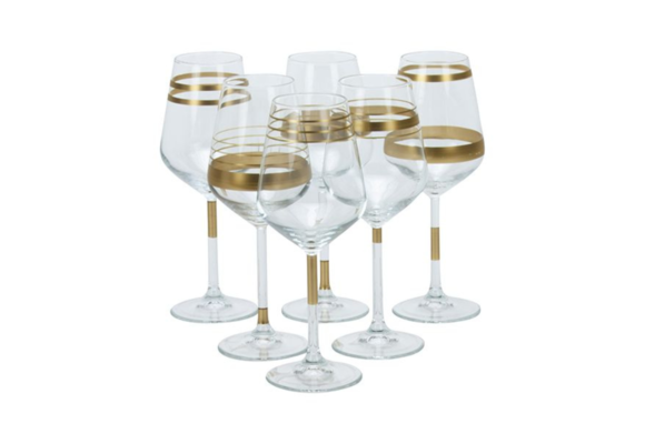 Bricard - Lines - 6-Delig - Goud - Wijnglazenset