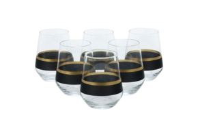 Bricard - Lines - 6-Delig - Zwart/Goud - Waterglazen
