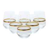 Bricard - Lines - 6-Delig - Wit/Goud - Waterglazen