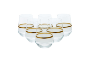 Bricard - Lines - 6-Delig - Wit/Goud - Waterglazen