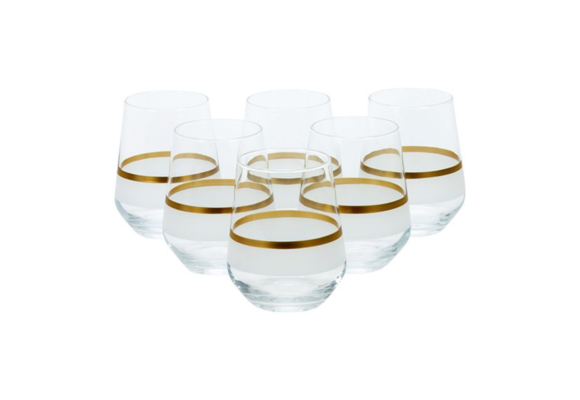 Bricard - Lines - 6-Delig - Wit/Goud - Waterglazen