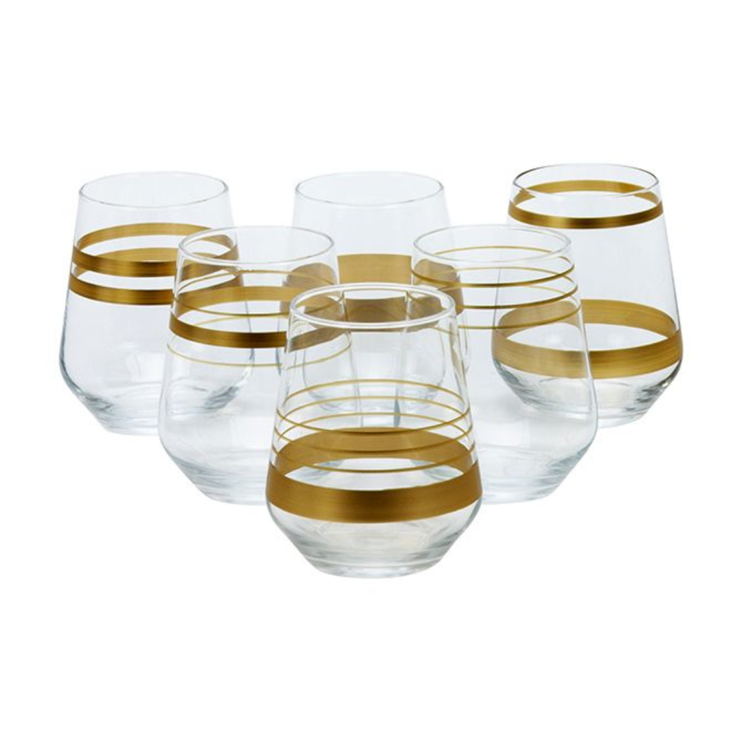 Bricard - Lines - 6-Delig - Goud - Waterglazen