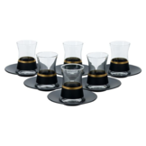 Bricard - Lines - 12 -Delig - Zwart/Goud - Theeglazen