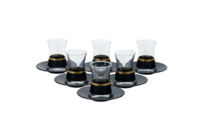 Bricard - Lines - 12-Delig - Zwart/Goud - Theeglazen