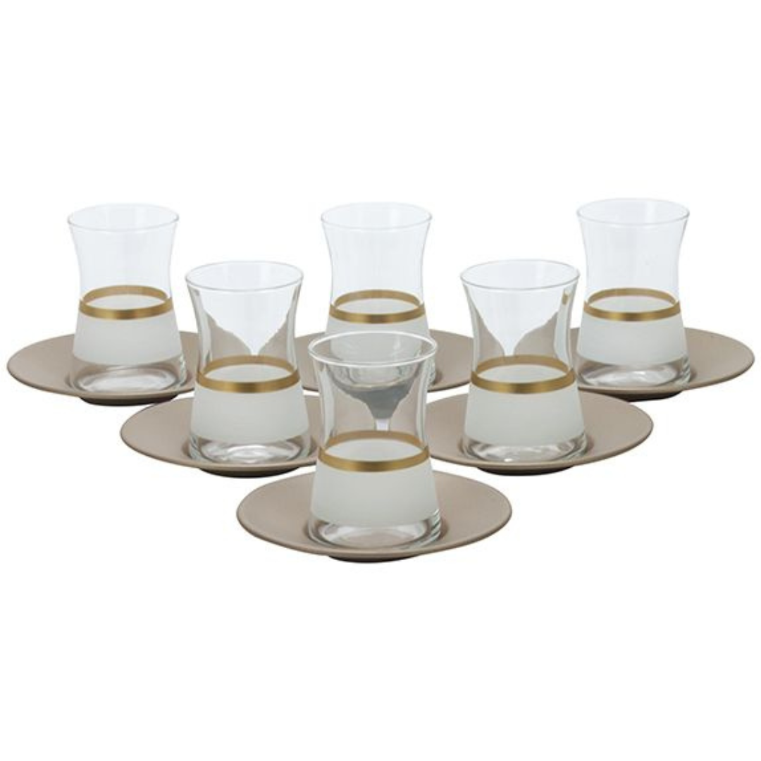 Bricard - Lines - 12 -Delig - Wit/Goud - Theeglazen