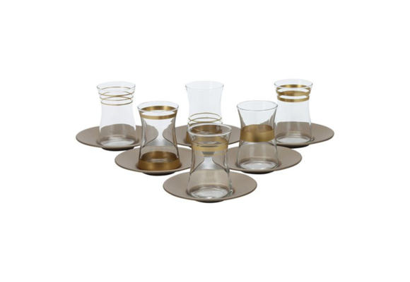 Bricard - Lines - 12-Delig - Goud - Theeglazen