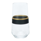 Bricard - Lines - 6-Delig - Zwart/Goud - Longdrinkglazen