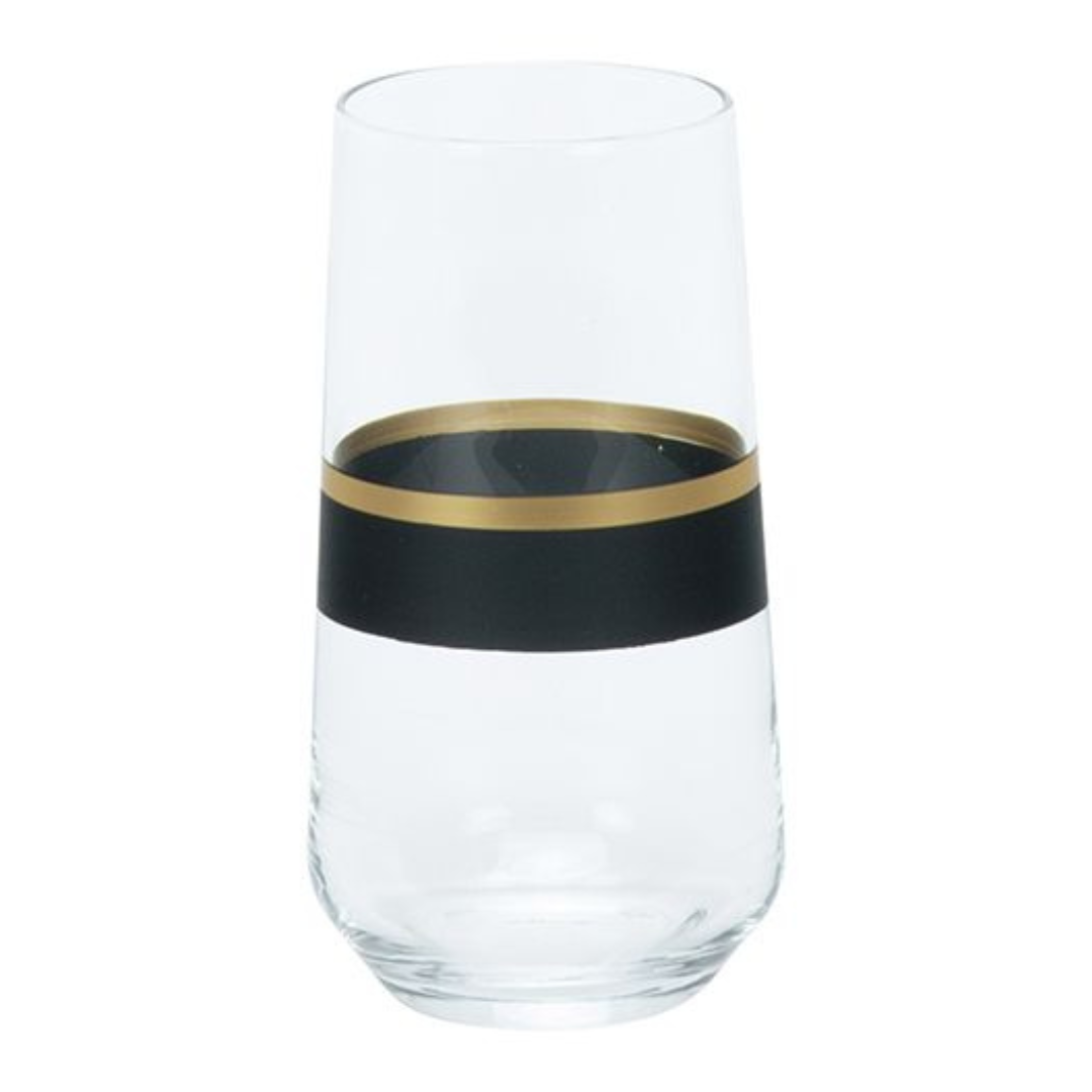 Bricard - Lines - 6-Delig - Zwart/Goud - Longdrinkglazen