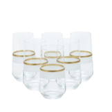 Bricard - Lines - 6-Delig - Wit/Goud - Longdrinkglazen