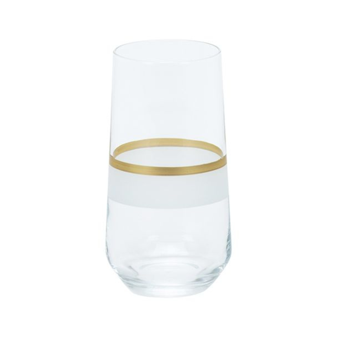 Bricard - Lines - 6-Delig - Wit/Goud - Longdrinkglazen