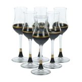 Bricard - Lines - 6-Delig - Zwart/Goud - Likeurglazen