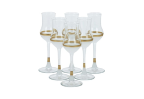 Bricard - Lines - 6-Delig - Wit/Goud - Likeurglazen