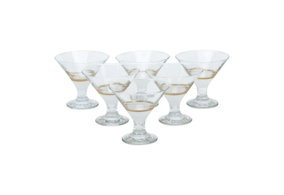 Bricard - Lines - 6-Delig - Wit/Goud - Ijscoupes