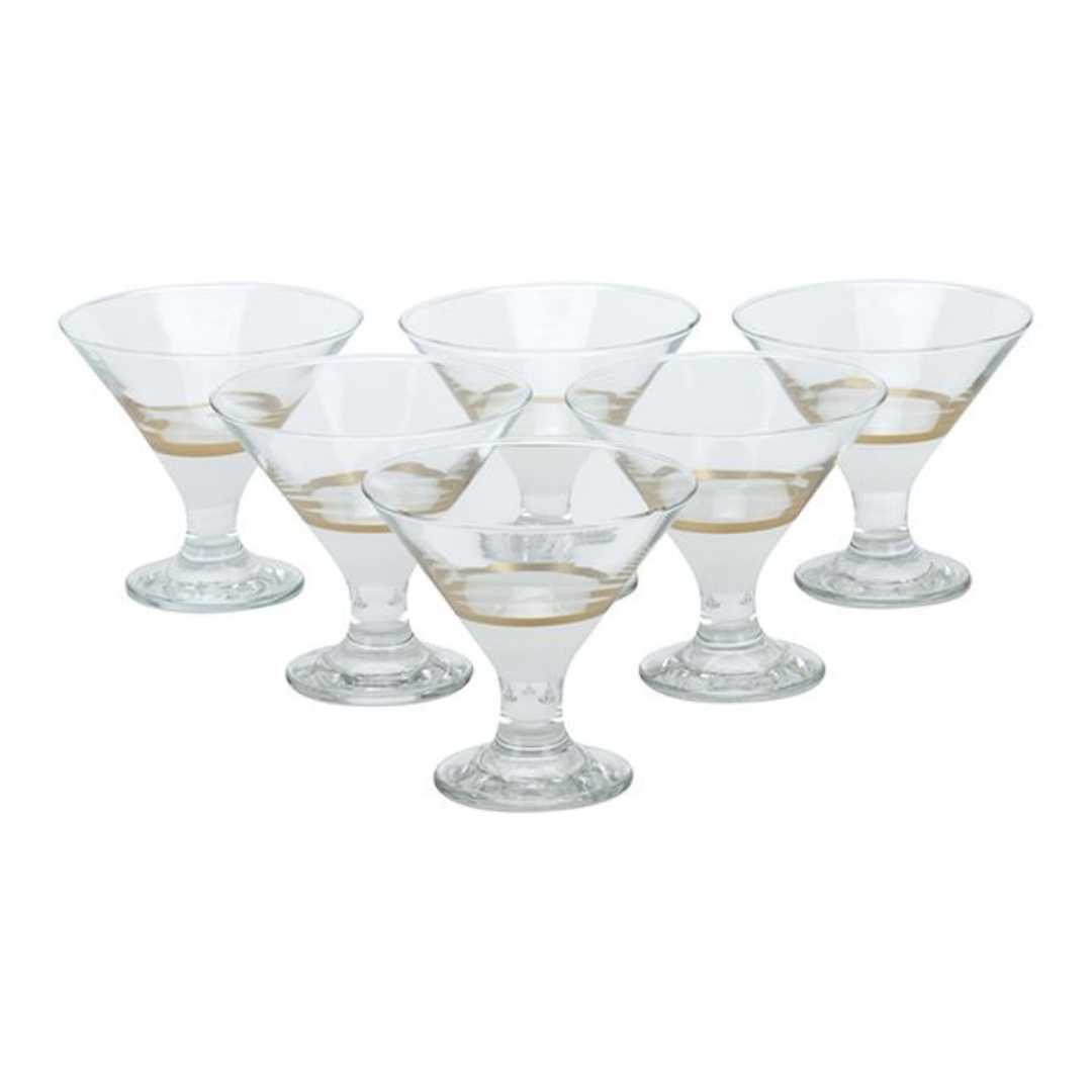 Bricard - Lines - 6-Delig - Wit/Goud - Ijscoupes