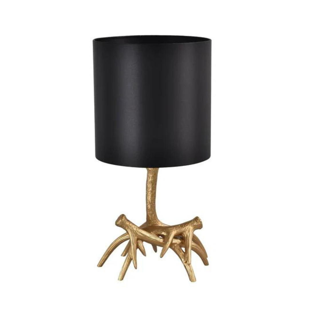 Tafellamp Orma - Zwart/Goud - incl. Velours kap