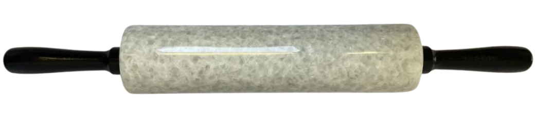 Deegroller - Marmer - Wit - 25 cm - incl. zwarte houder en handvatten