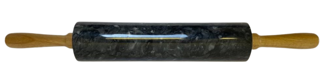 Deegroller - Marmer - Zwart - 25 cm - incl. houten houder en handvatten