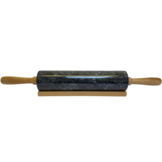 Deegroller - Marmer - Zwart - 25 cm - incl. houten houder en handvatten
