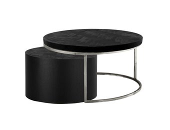 Salontafel Cilinder Black Bonito - Visgraat - Zilver