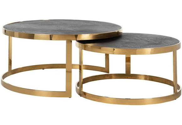 Salontafel Doblo Black Bonito set van 2 - Goud