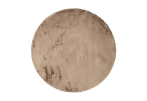 Fluffy zacht Vloerkleed Taupe - Rond