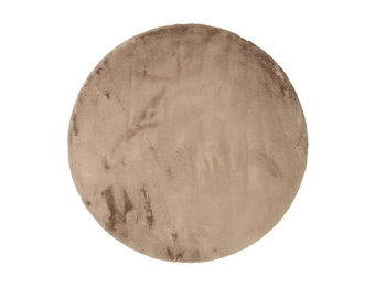 Fluffy zacht Vloerkleed Taupe - Rond