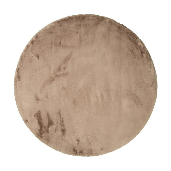 Fluffy zacht Vloerkleed Taupe - Rond