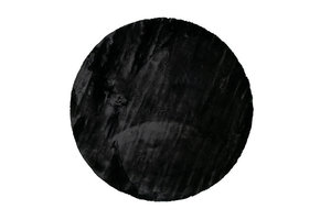 Fluffy zacht Vloerkleed Zwart - Rond